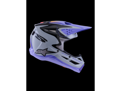 ALPINESTARS Motokrosová prilba S-M3 Jettson ECE 22.06 – sivá/fialová/čierna lesklá