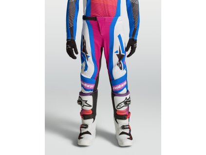 ALPINESTARS Detské motokrosové nohavice Youth Supertech Maven 2027 – biela/koralová Hot Coral/modrá Blithe