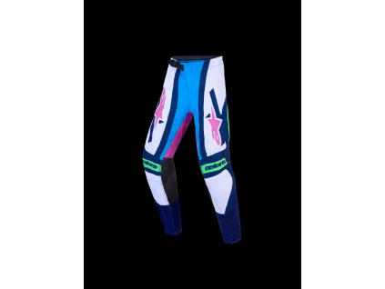 ALPINESTARS Detské motokrosové nohavice Youth Supertech Maven 2027 – biela/modrá Blithe/zelená fluo