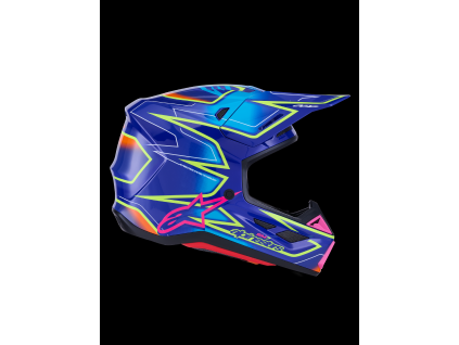 ALPINESTARS Motokrosová prilba S-M7 Cast ECE 22.06 – Blue Pink Yellow Fluo Glossy