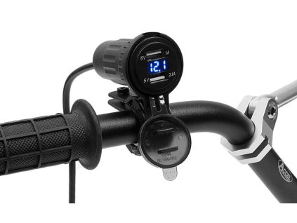 biketec motocyklowe podwojne gniazdo z podswietlen