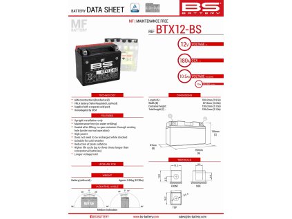 bs akumulator btx12 bs ytx12 bs 12v 10ah 152x88x