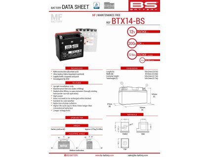 bs akumulator btx14 bs ytx14 bs 12v 12ah 150x87x