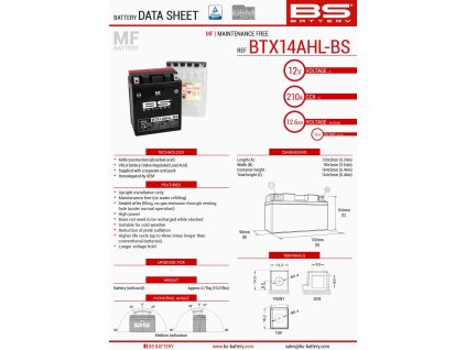 bs akumulator btx14ahl bs ytx14ahl bs 133x90x16