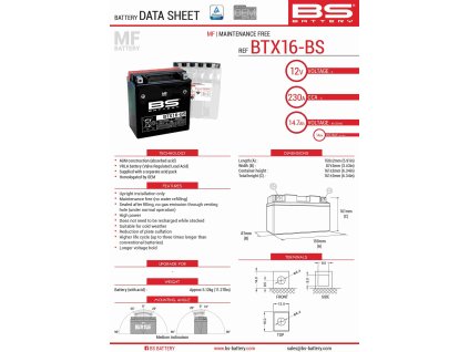 bs akumulator btx16 bs ytx16 bs 12v 14ah 152x88x