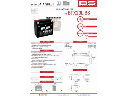 bs akumulator btx20l bs ytx20l bs 12v 18ah 175x8