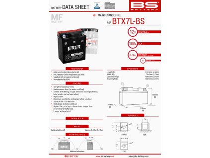 bs akumulator btx7l bs ytx7l bs 12v 6ah 144x71x1