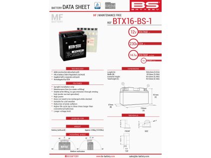 bs akumulator btx16 bs1 ytx16 bs 1 12v 14ah 152x