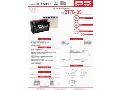 bs akumulator bt7b bs yt7b bs 12v 6 5ah 150x65x9