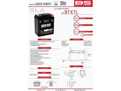 bs akumulator btx7l fa ytx7l bs 12v 6ah 113x70