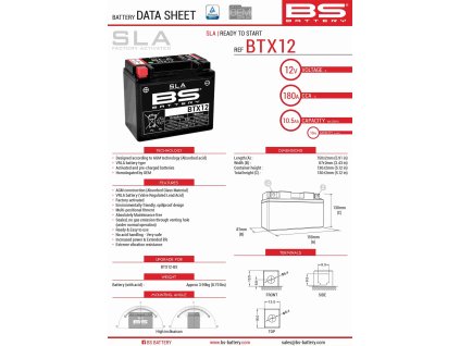 bs akumulator btx12 fa ytx12 bs 12v 10ah 152x8