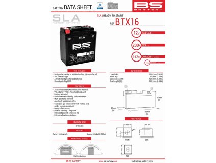 bs akumulator btx16 fa ytx16 bs 12v 14ah 152x8