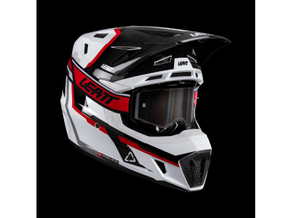 LEATT motokrosová prilba Moto 7.5 s okuliarmi – biela/červená 2026
