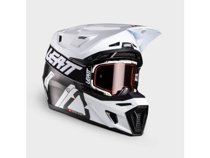 LEATT motokrosová prilba Moto 9.5 s okuliarmi – Carbon/biela 2026