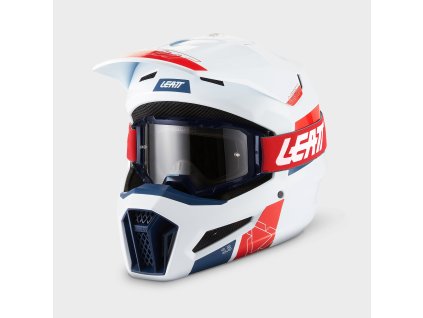 LEATT motokrosová prilba Moto 3.5 s okuliarmi – biela