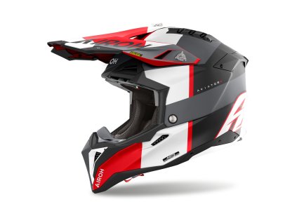 AIROH Motokrosová prilba Aviator 3 Monarch sivá/červená matná