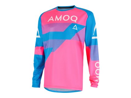 AMOQ Motokrosový dres Ascent Strive V2 nebeská modrá-ružová