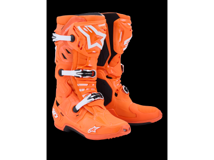 ALPINESTARS Odvetrané motokrosové čižmy Tech 10 Supervented – oranžová fluo/čierna/biela