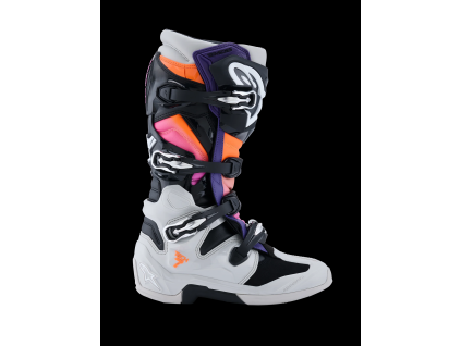 ALPINESTARS Motokrosové čižmy Tech 7 – čierna/svetlosivá/oranžová fluo/magenta
