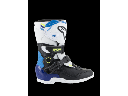 ALPINESTARS Detské motokrosové čižmy Tech 3S Kids – biela/čierna/smaltová modrá