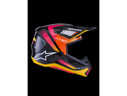ALPINESTARS Motokrosová prilba S-M7 Rise ECE 22.06 – čierna/žltá/ružová lesklá