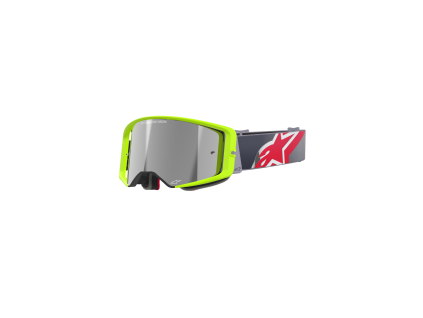 ALPINESTARS Motokrosové okuliare Supertech Corp Absolute Vision – žltá fluo/červená, strieborné zrkadlové sklo – ONE SIZE