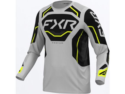 FXR detský motokrosový dres Podium 2027 – sivá / čierna / HiVis