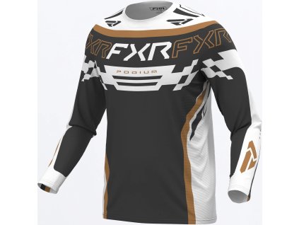 FXR detský motokrosový dres Podium 2027 – Asphalt / biela / Gum
