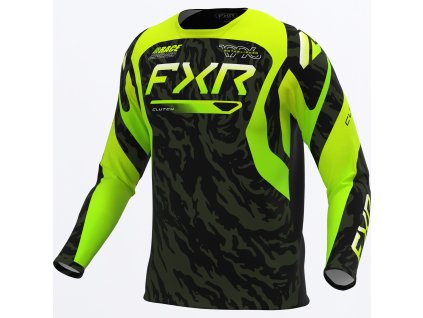 FXR motokrosový dres Clutch 2027 – Army / Lime / čierna