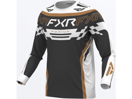 FXR motokrosový dres Podium Swerve 2027 – Asphalt / biela / Gum