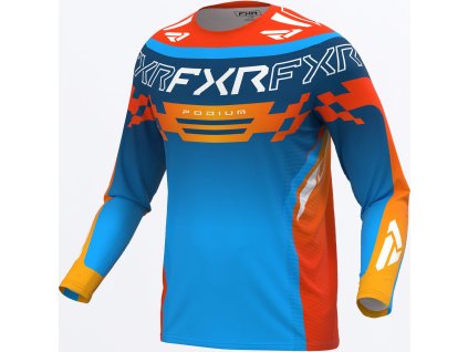 FXR motokrosový dres Podium Swerve 2027 – Slate / Sky / Nuke