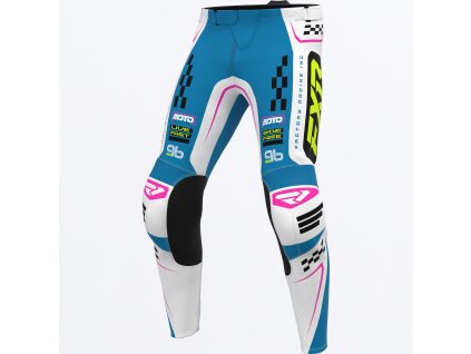 FXR detské motokrosové nohavice Clutch 2027 – Cerulean / biela / ružová