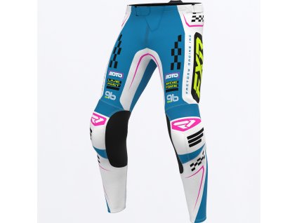 FXR motokrosové nohavice Clutch Pro 2027 – Cerulean / biela / ružová