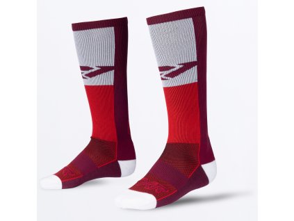 FXR moto ponožky Moto Sock 2027 – červená / Maroon / biela – ONE SIZE