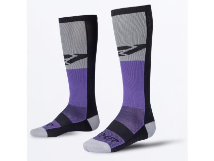 FXR moto ponožky Moto Sock 2027 – fialová / čierna / sivá – ONE SIZE