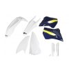 UFO Sada plastov (Full Kit) s krytmi vidlíc Husqvarna TE/FE 125/250/300/350/450 '15-'16 – OEM '16 (biela/žltá/tmavomodrá)