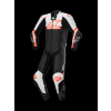 ALPINESTARS Jednodielna kožená moto kombinéza Missile V2 Ward 1PC – čierna/biela/fluorescenčná červená