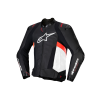 ALPINESTARS Kožená moto bunda Missile V3 Leather – čierna/biela/fluorescenčná červená